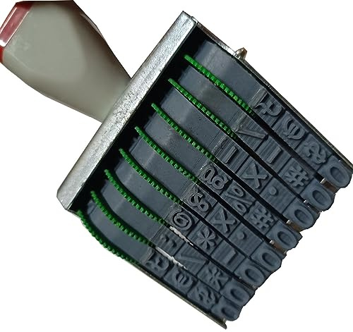 WANLIAN Timbro numerato 8 cifre, numerico e simbolo regolabile,Dimensione stampa 54 x 7 mm, Inchiostrazione separata, multicolore