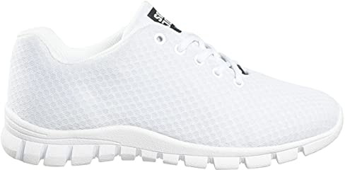 Safety Jogger Tenis de trabajo para mujer, extremadamente ligeros, antideslizantes, ideales para hospitales, salud, cocina, procesamiento de alimentos y personal de limpieza, color blanco UK 8 / EU 42