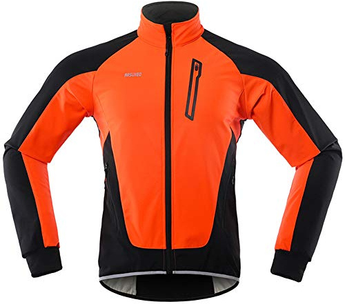 GITVIENAR Herren Fahrradjacke, Winddichte wasserdichte Radjacke mit Fleece, Warme Reflektierende Fahrradbekleidung für Winter, Thermo Langarm Jacke zum Radfahren Joggen Wandern