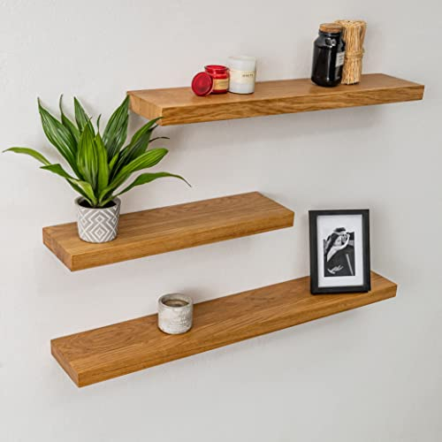 BestLoft Wandregal Wandboard Schweberegal Eiche ohne Baumkante Naturkante Regal Wand Schweberegal Holzregal Bücherregal Wand Wandregal Holz kleines Regal Küchenregal Wand Shelf (70cm)