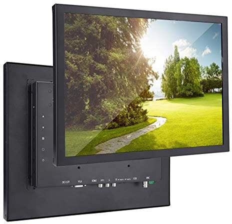 Sxhlseller Monitor Portatile, Monitor Industriale Full Metal HD da 15 Pollici 1024x768 HDMI/VGA/AV/BNC/USB per PC, TV, CCTV, Fotocamera, Raspberry Pi, Ecc