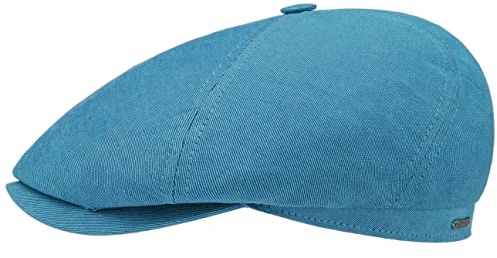 Stetson Classic Twill Flatcap Unifarbene Lässige Schiebermütze Atmungsaktive Baumwoll Leinen Made in EU Herren Vierjahreszeiten Petrol XL (60-61 cm)