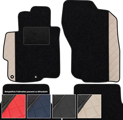 moto-MOLTICO Fußmatten Auto Velours Autoteppiche Schwarz Automatten Set 4-teilig - Auffälliges Design - passend für Mitsubishi Lancer 2007-2016 (Beiges Muster)