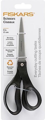 Fiskars 8 Everyday Recycled Stainless Steel Scissors, Home & Office, Gray