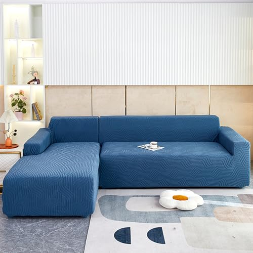 L-Form Sofabezug Mit Halbinsel Rechts/Links Universal-Sofa üBerwurf 1/2/3/4 Sitzer Kombination Ecksofa Couch üBerzug Jacquard Sofa BezüGe Mit 1 Kissenbezug Kratzfest Gegen Katzen(Size:210-280cm,Color: