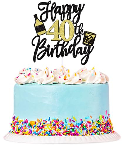 Blumomon 1Pack Happy 40th Birthday Cake Topper 40th Birthday Cake Toppers for Men, Happy 40 Birthday Cake Decoration for 40th Birthday Party Decorations，Cheer for 40Birthday