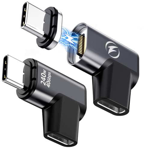 DuHeSin - 240W USB-C Magnetic Adapter, 2-Pack, 24 Pin Right-Angle USB-C with USB4 40Gbps 8K 60Hz for iPhone 16/15 Series, Thunderbolt 3/4, MacBook Pro/Air | Magnetic USB C Adapter for iPhone 17/16/15 Series, Thunderbolt 3/4, MacBook Pro/Air and More Type C Devices
