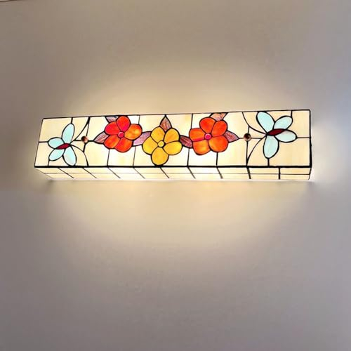 Retro Schlafzimmer Wandeuchte In Tiffany Gartenblume Glas Treppe Wandlampe Vintage Nachttischlampe Wandspots Loft Retro Beleuchtung E27 für Terrasse Wohnzimmer Flure Küche Cafe Bar Wandbeleuchtung