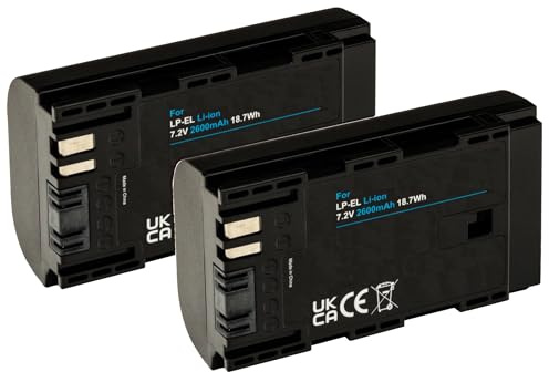 2er-Set Akku für Canon Speedlite EL-1 Blitz, Blitzgerät kompatibel mit LP-EL (2600mAh) | DS401231 Flash-Strobe