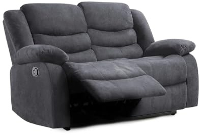 Madrid Fabric Recliner Sofa with Cupholders - 3+2 Seater Sofa Grey (2 seater)