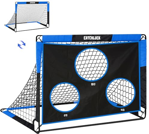 CATCHLUCK 2-i-1 Popup-Fotbollsmål för Trädgård, Barn, Tränare, Utomhus Med Bärväska (Blå-150x120x120)