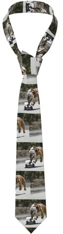 TIANHEY Englische Bulldoggen Bokeh Skateboard Haustiere Englisch, Herren-Krawatten aus Polyester, schmale Krawatte für Hochzeit, Party, Bräutigam und Trauzeugen