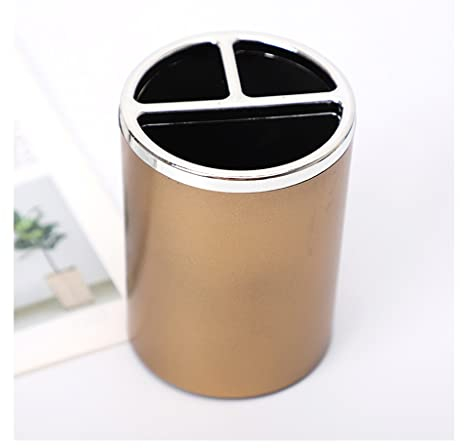 PIPONS Stifteköcher Runder Bleistifthalter Pot-Desktop-Make-up-Bürstenhalter-Topf for Schreibtisch, Büro- / Schulstift-Speicherorganisator Stifthalter (Color : H10.5cm-Gold)