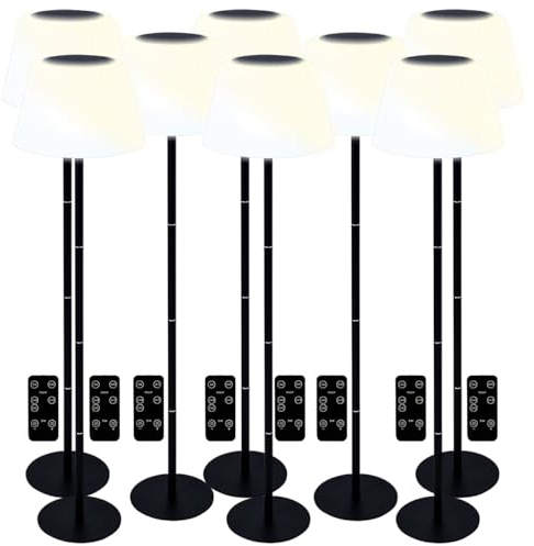 Lunartec Solar Wohnzimmerleuchte: 8er-Set Solar-LED-Tisch- & Stehleuchte, Fernbedienung, CCT, 400 lm (Tischleuchte Outdoor, Akku-Stehleuchten, Gartenleuchte Standleuchte)