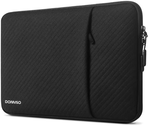 DOMISO Laptophülle 15,6 Zoll Slim - Leichte Schutzhülle Wasserabweisend Tasche für MacBook, Dell XPS 15, HP Spectre x360, Lenovo ThinkPad, ASUS Chromebook und andere 15-15,6 Laptops - Schwarz