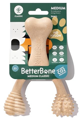 BetterBone Medium Small Classic Dog Toy for Aggressive Chewers Long Lasting Heavy Duty Natural Dental Chew Bone for Small, Medium and Large Breeds