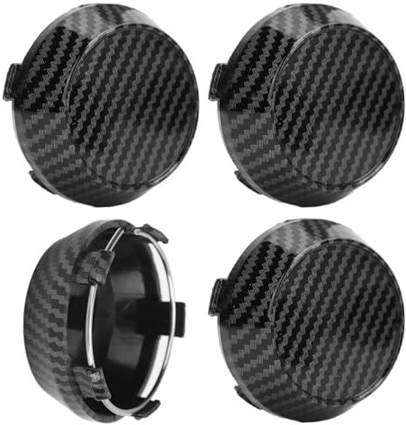 4 Piezas Tapas de Ruedas Centrales, Cubierta de Tapa de Cubo de Llanta de Neumático de Estilo de Fibra de Carbono Universal de 60mm para Pieza de Decoración de Automóvil