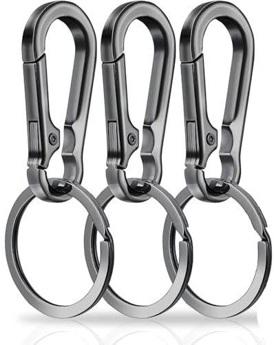 Schlüsselring Karabiner,3 Stück Schlüsselanhänger, Abnehmbare Karabinerhaken Metall Schlüssel Schlüsselring Verschluss Karabiner mit Haken für Autoschlüssel,Rucksack,Camping, Reisen