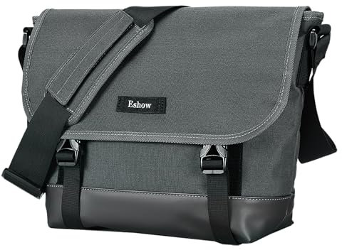 Eshow Umhängetasche Herren aus Echtem Leder, Kleine Schultertasche für Männer, Crossbody Shoulder Sling Bag Herrentasche Handytasche für Alltag Freizeit Arbeit Büro Uni Reise Schwarz