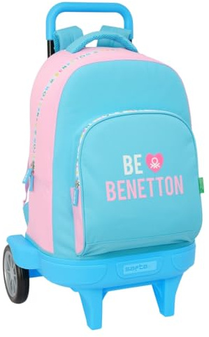 Safta BENETTON UNIQUE - Mochila Grande con Ruedas, Compact Evolución, Extraíble, Ideal para Niños de Diferentes Edades, Cómoda y Versátil, Calidad y Resistencia, 33x22x45 cm