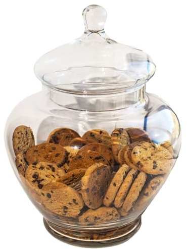 Glass Rounded Top Biscuit Jar With Lid Kitchen Food Storage Snacks Cookie Pot