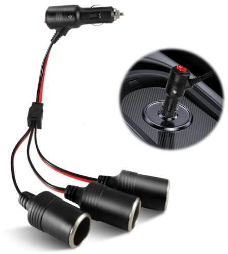 tlidfgeo Zigarettenanzünder Verteiler, Auto Zigarettenanzünder Stecker, 1 bis 3 KFZ Auto Adapter Zigarettenanzünder mit ON OFF Schalter, Zigarettenanzünder Verlängerung für Auto Motorrad