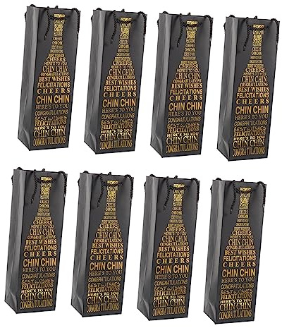 SOLUSTRE 10 Stück Hochwertige Rotwein Geschenkbeutel aus Papier Robuste Flaschentaschen für Weinflaschen für Geburtstage Weihnachten Partys und Besondere Anlässe