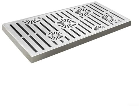 HpLive Rechteckiger Ablaufrost aus Edelstahl 200x400mm Bodenablauf für Außenbereich Garten Terrasse Drainage System(200 * 400 * 20 * 2mm)