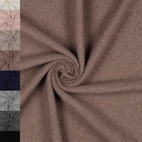 MAGAM-Stoffe Frieda Bio Fleece Stoff 100% Baumwolle Meterware 50cm (05. Mokka meliert)