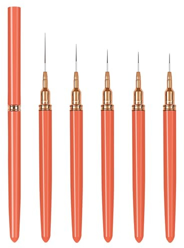 Juego de pinceles profesionales para delineador de uñas, pinceles de diseño para detalles pequeños, líneas largas, 7/9/11/15/25 mm, cepillos de uñas para esmalte de gel