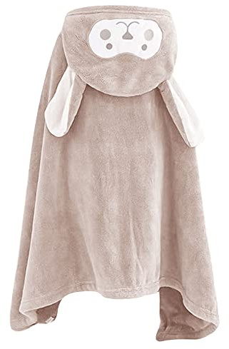 Wakects Kapuzenhandtuch, Baby Kapuzenhandtuch aus weichem Fleece schnell trocknend 70x140cm mit süßer Kapuze für Neugeborene Babys Mädchen (Kaffee)