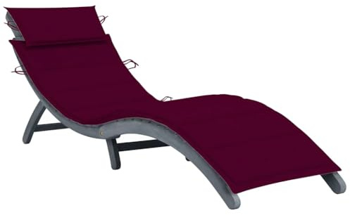 HEFZGDB Massivholz Akazie Sonnenliege mit Grauer Auflage faltbar für Terrasse und Garten, witterungsbeständige Outdoor Relax Liege mit ergonomischem Design und Komfort Auflage,