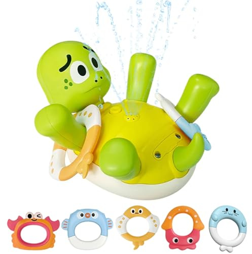 Jouet de Bain pour bébé, arroseur Flottant, Tortue, Jouet de Bain avec 5 Anneaux, Jeu Amusant, Rechargeable pour Nourrissons, Tout-Petits, Enfants 1 an et Plus, Zuhause Gebrauch