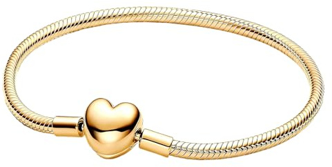 Hevdlt Goldfarben Damenarmband，Sterling Silber mit vergoldeter Metalllegierung, Kompatibel Moments，Charms Anhänger Armband From 17CM to 21CM