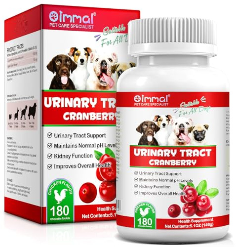 Urinary Tract para Perros – arándano Rojo y vinagre de Manzana para apoyar vías urinarias y vejiga – para Todos los Perros – complemento Diario – 180 Comprimidos – Calidad de Alemania