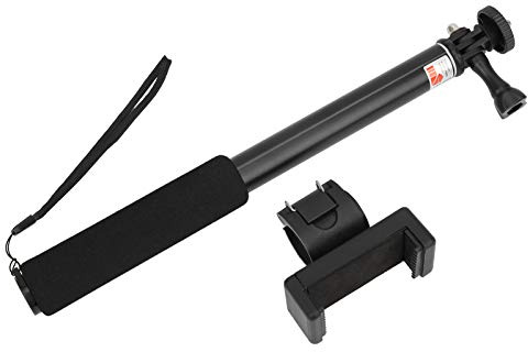 Monopiede Selfie Stick Lega di alluminio Durevole allungabile 4 sezioni Clip per telefono per fotocamera sportiva Telefono cellulare 9 Nero