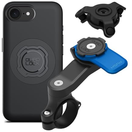 Quad Lock Motorcycle Handlebar Mount Kit with Vibration Dampener and MAG Phone Case for iPhone 17e/16e