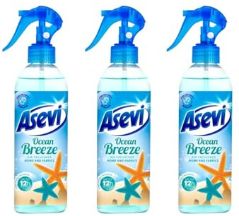 Asevi Ocean Breeze Air Freshener Spray for the Home – Non Aerosol Room and Fabric Freshener with Long Lasting Scent – 400 ml (Pack of 3)