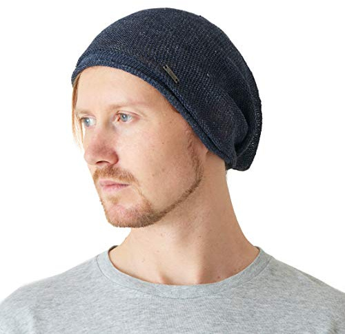CHARM Bonnet Tombant Été 100% Lin Tricoté, Marine