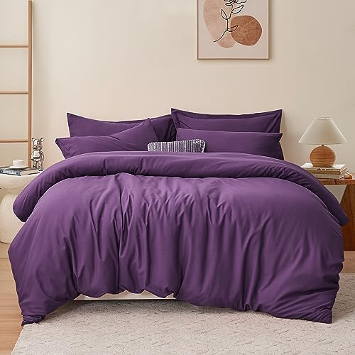 RUIKASI Purple Double Duvet Set Bedding Set - Purple Duvet Cover Double Bed Set with Zip, Soft Brushed Microfibre Duvet Cover Set Quilt Cover with 2 Pillowcases