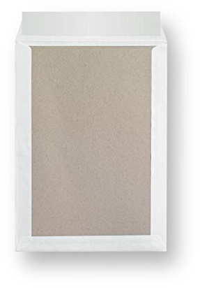 10 Stück STRATAG Versandtaschen B4 in Weiß, mit Papprückwand, Haftklebung und Abdeckstreifen, 250 x 353 mm, für A4-Inhalte