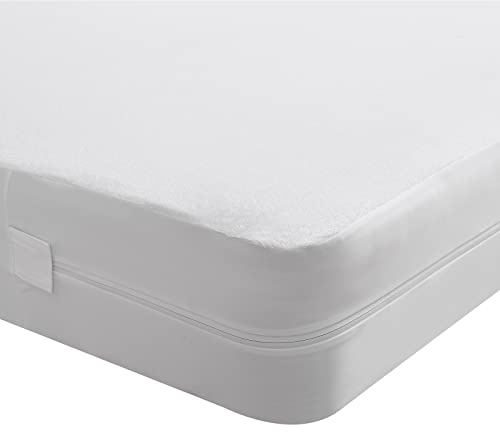 Beedsooth Funda de Colchón Impermeable con Cremallera 135x190 cm - Lavable, Antialérgica, Antiácaros, Protección contra Chinches, Algodón, Altura 16 cm - Blanco
