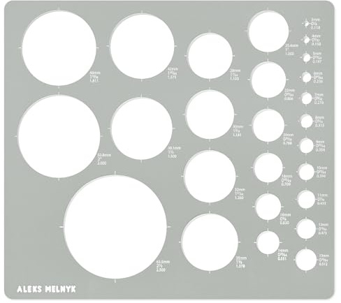 Aleks Melnyk No.200 Metal Circle Template Metric, Tracers for Drawing, Circle Template for Drafting, Round Stencil, Architect Tool, Metal Design, Stencil Painting