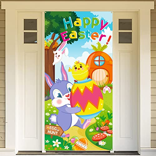 DPKOW Buona Pasqua Striscione per Pasqua Parete Porta Decorazione, Striscione in Tessuto per Pasqua Esterni Gioco attività Decorazioni, Pasqua Festa Photo Booth Sfondo Decorazione, 180 * 90 cm