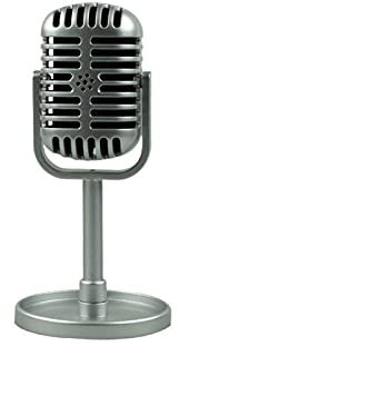 XLBH Furniture decoration Simulation Classic Retro Dynamic Vocal Microphone Vintage Style Mic Universal Stand For Live Performanc Karaoke Record Decorations (Color : Silver)