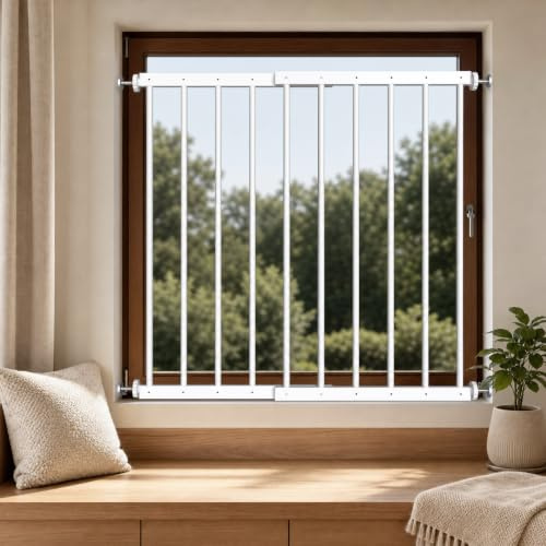 WAOWAO Window Safety Guards for Children Kids Child Toddler Pets Proof Extra Wide White Tension Security Window Guard Gate for Home Fit 2 Piece(19.49-33.64“).