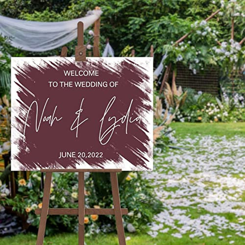 Panneau de bienvenue de mariage simple personnalisable, panneau de bienvenue de mariage personnalisé, cadeau de mariage, illustration de mariage, décoration de mariage, 50,8 x 76,2 cm