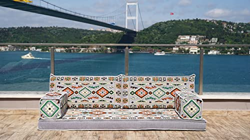 Graues Ecksofa-Sitzset, einzelnes arabisches Sofa-Set, orientalische Bodenbestuhlung, Wohnzimmer-Sofa, Sofa-Schonbezüge, Patio-Sofa (4'' Dicke Sofa (10cm))