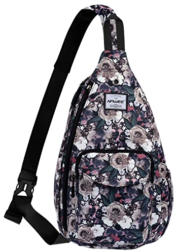 HAWEE Seil-Schultertasche für Damen und Herren, lässiger Cross-Body-Tagesrucksack, Rucksack, verstellbarer Riemen, wasserabweisend für Reisen/Sport, Graue Rose, One_Size, Sling-Rucksäcke