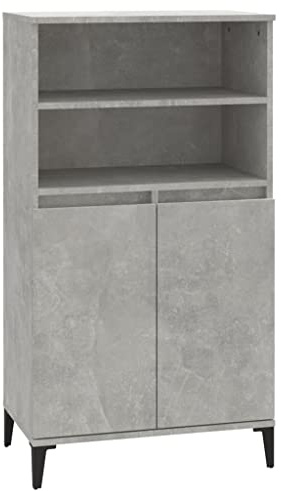 vidaXL Highboard Sideboard Schrank Kommode Anrichte Beistellschrank Mehrzweckschrank Hochschrank Standschrank Betongrau 60x36x110cm Holzwerkstoff